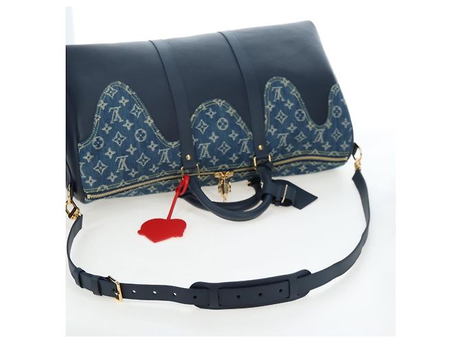 LOUIS VUITTON Denim Squared NIGO Keepall Bandouliere 50 M45975 Auth 200664SM Blu navy - vista 8