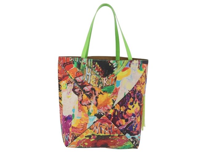 LOEWE Puzzlefold Tote XL Leather Richard Hawkins Green Chrome Auth 167531SM Verde - vista 2