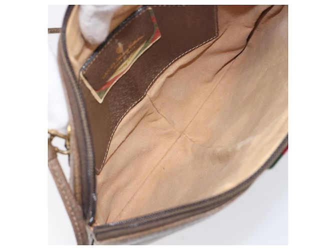 Borsa GUCCI GG Supreme Web Sherry Line PVC Beige Gold 904 02 047 Auth 199660 D'oro - vista 10