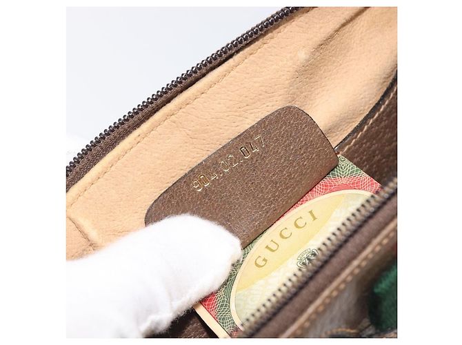 Borsa GUCCI GG Supreme Web Sherry Line PVC Beige Gold 904 02 047 Auth 199660 D'oro - vista 12