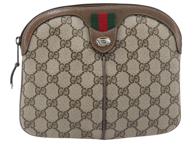 Borsa GUCCI GG Supreme Web Sherry Line PVC Beige Gold 904 02 047 Auth 199660 D'oro - vista 13