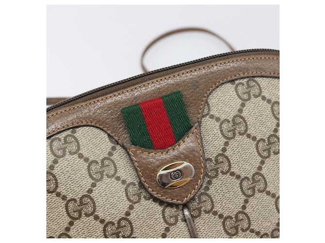 Borsa GUCCI GG Supreme Web Sherry Line PVC Beige Gold 904 02 047 Auth 199660 D'oro - vista 18