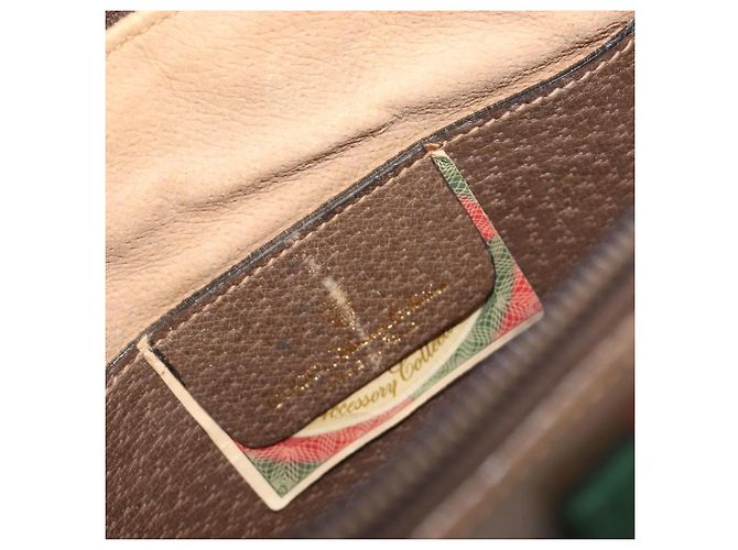 Borsa GUCCI GG Supreme Web Sherry Line PVC Beige Gold 904 02 047 Auth 199660 D'oro - vista 19