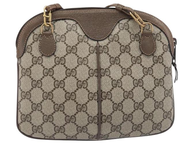 Borsa GUCCI GG Supreme Web Sherry Line PVC Beige Gold 904 02 047 Auth 199660 D'oro - vista 2
