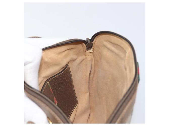 Borsa GUCCI GG Supreme Web Sherry Line PVC Beige Gold 904 02 047 Auth 199660 D'oro - vista 20