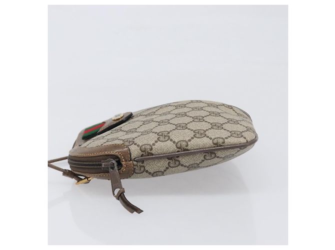 Borsa GUCCI GG Supreme Web Sherry Line PVC Beige Gold 904 02 047 Auth 199660 D'oro - vista 4
