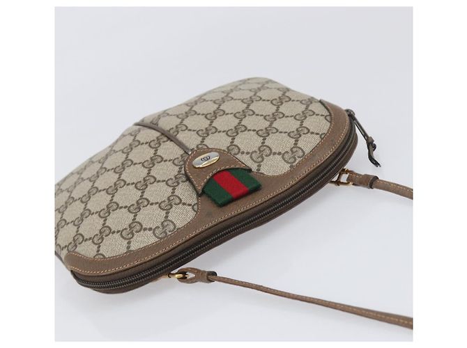 Borsa GUCCI GG Supreme Web Sherry Line PVC Beige Gold 904 02 047 Auth 199660 D'oro - vista 6