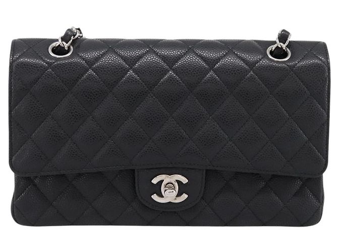 Borsa CHANEL Double Flap Chain Matelasse 23 Caviar Skin Black Auth yk20833SM Nero Argento - vista 13