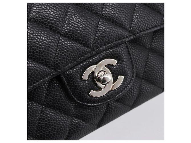 Borsa CHANEL Double Flap Chain Matelasse 23 Caviar Skin Black Auth yk20833SM Nero Argento - vista 18