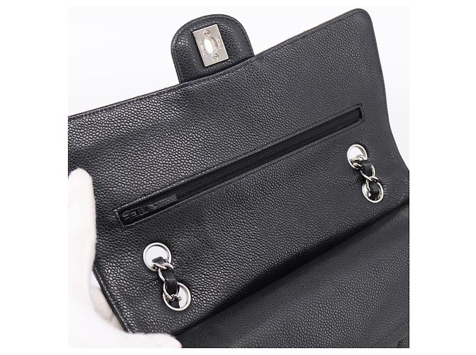 Borsa CHANEL Double Flap Chain Matelasse 23 Caviar Skin Black Auth yk20833SM Nero Argento - vista 19