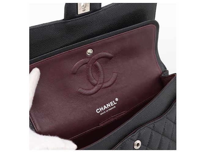 Borsa CHANEL Double Flap Chain Matelasse 23 Caviar Skin Black Auth yk20833SM Nero Argento - vista 20