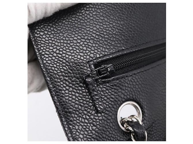 Borsa CHANEL Double Flap Chain Matelasse 23 Caviar Skin Black Auth yk20833SM Nero Argento - vista 25