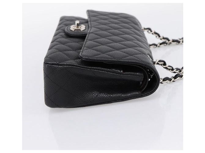 Borsa CHANEL Double Flap Chain Matelasse 23 Caviar Skin Black Auth yk20833SM Nero Argento - vista 4