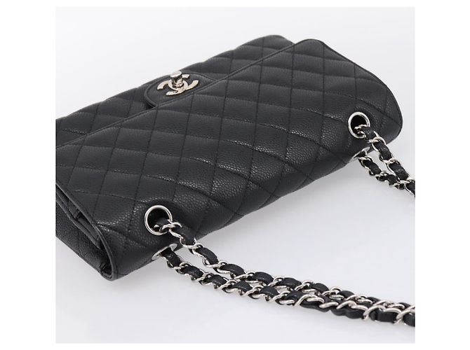 Borsa CHANEL Double Flap Chain Matelasse 23 Caviar Skin Black Auth yk20833SM Nero Argento - vista 6