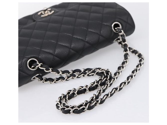 Borsa CHANEL Double Flap Chain Matelasse 23 Caviar Skin Black Auth yk20833SM Nero Argento - vista 7