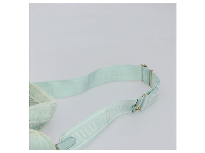 Borsa Tote Miu Miu in spugna Pile Light Blue Gold Tone Auth 198970 Blu chiaro - vista 14