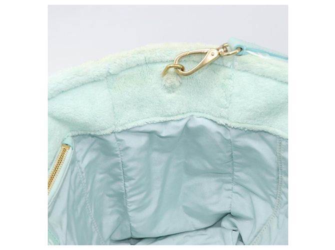 Borsa Tote Miu Miu in spugna Pile Light Blue Gold Tone Auth 198970 Blu chiaro - vista 20