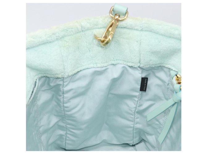 Borsa Tote Miu Miu in spugna Pile Light Blue Gold Tone Auth 198970 Blu chiaro - vista 21