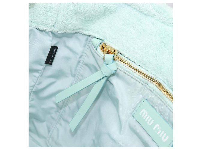 Borsa Tote Miu Miu in spugna Pile Light Blue Gold Tone Auth 198970 Blu chiaro - vista 22