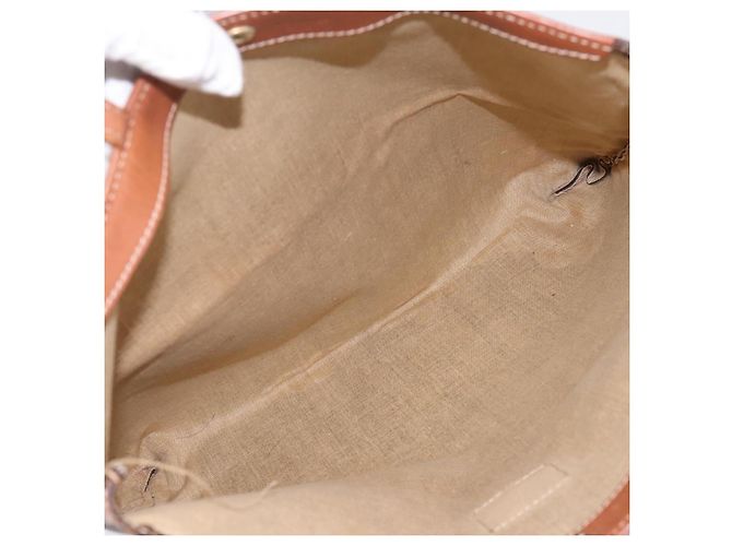 Céline Borsa Tote CELINE Macadam Canvas PVC Pelle Brown Gold Auth 197781 Marrone D'oro - vista 11