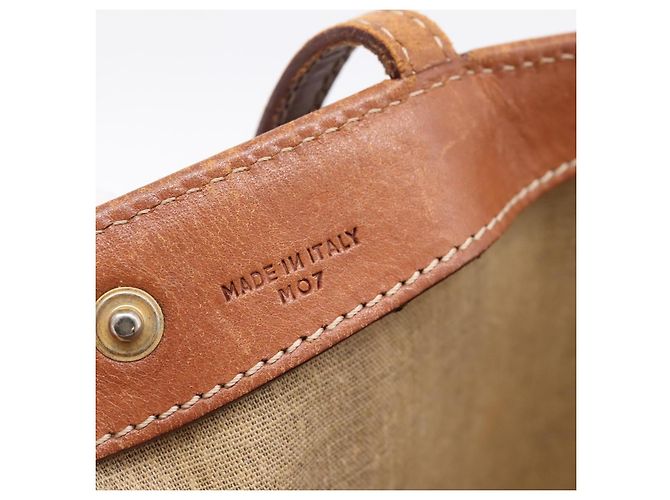 Céline Borsa Tote CELINE Macadam Canvas PVC Pelle Brown Gold Auth 197781 Marrone D'oro - vista 12