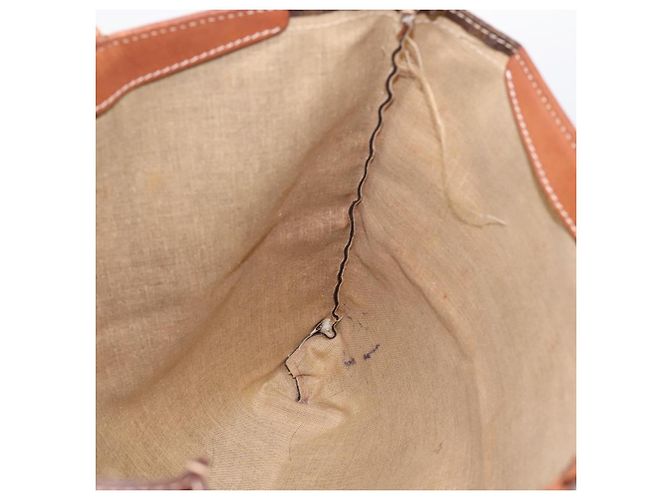 Céline Borsa Tote CELINE Macadam Canvas PVC Pelle Brown Gold Auth 197781 Marrone D'oro - vista 18