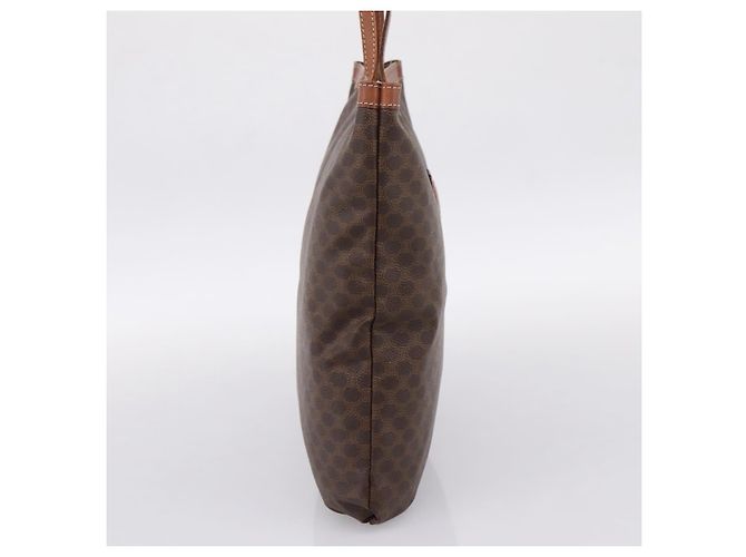 Céline Borsa Tote CELINE Macadam Canvas PVC Pelle Brown Gold Auth 197781 Marrone D'oro - vista 3