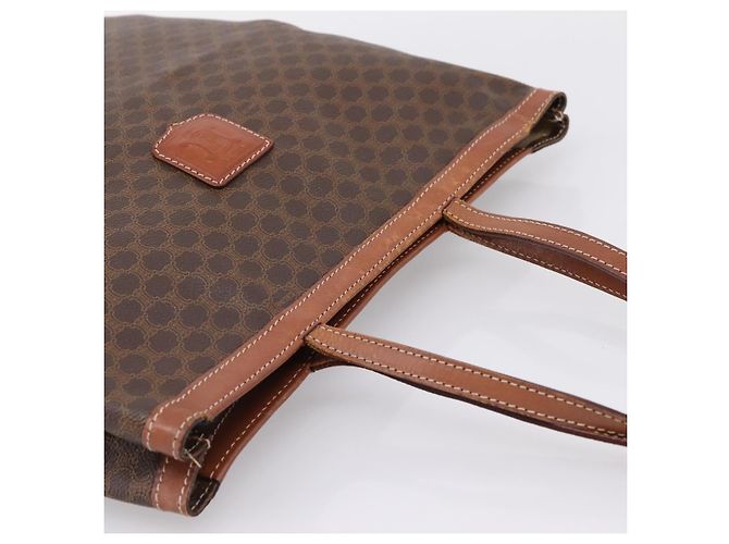 Céline Borsa Tote CELINE Macadam Canvas PVC Pelle Brown Gold Auth 197781 Marrone D'oro - vista 6