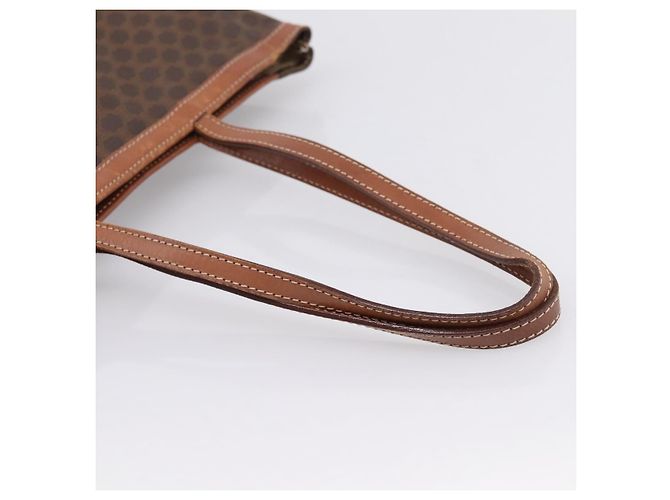 Céline Borsa Tote CELINE Macadam Canvas PVC Pelle Brown Gold Auth 197781 Marrone D'oro - vista 7