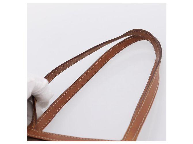Céline Borsa Tote CELINE Macadam Canvas PVC Pelle Brown Gold Auth 197781 Marrone D'oro - vista 8