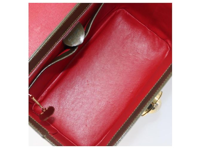 Céline Borsa a mano CELINE Star Ball Vanity in pelle Khaki Gold Auth 199090A D'oro Cachi - vista 11