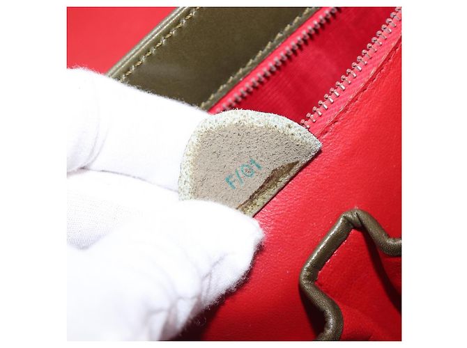 Céline Borsa a mano CELINE Star Ball Vanity in pelle Khaki Gold Auth 199090A D'oro Cachi - vista 12