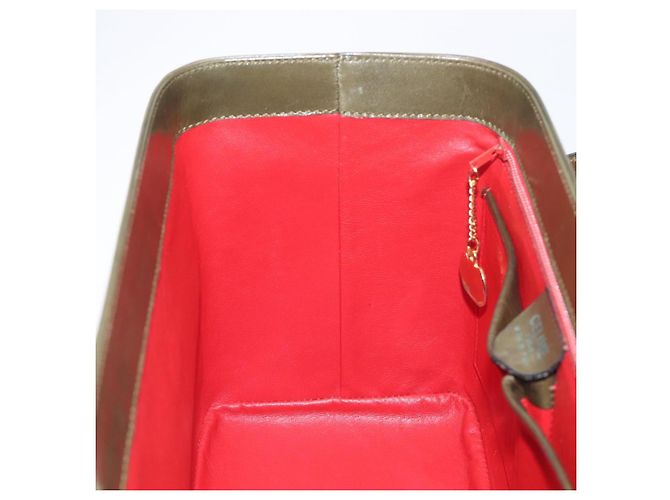 Céline Borsa a mano CELINE Star Ball Vanity in pelle Khaki Gold Auth 199090A D'oro Cachi - vista 20