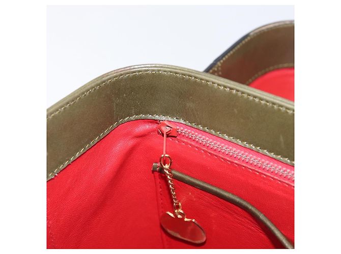Céline Borsa a mano CELINE Star Ball Vanity in pelle Khaki Gold Auth 199090A D'oro Cachi - vista 21