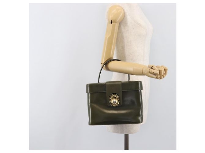 Céline Borsa a mano CELINE Star Ball Vanity in pelle Khaki Gold Auth 199090A D'oro Cachi - vista 24