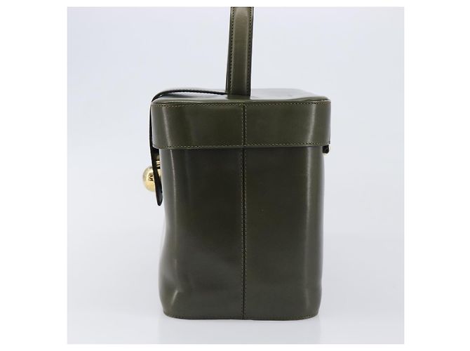 Céline Borsa a mano CELINE Star Ball Vanity in pelle Khaki Gold Auth 199090A D'oro Cachi - vista 3