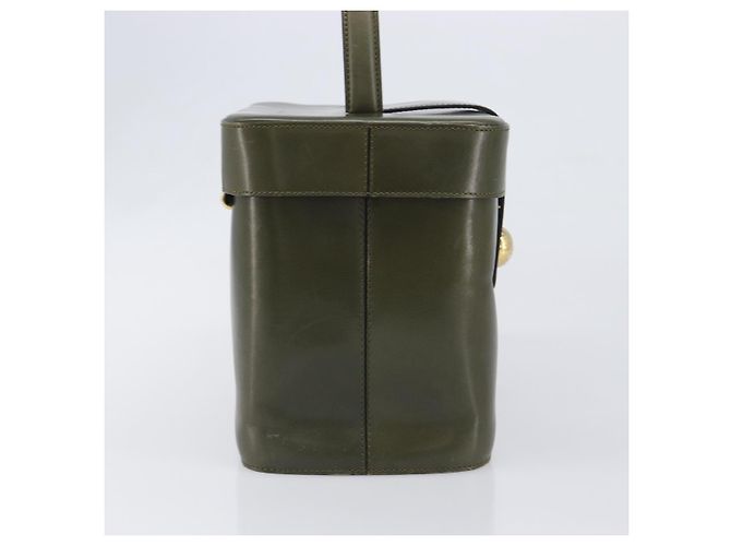 Céline Borsa a mano CELINE Star Ball Vanity in pelle Khaki Gold Auth 199090A D'oro Cachi - vista 4