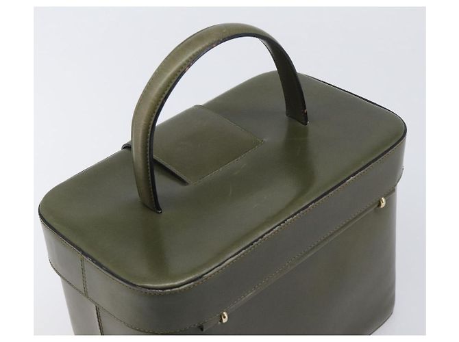 Céline Borsa a mano CELINE Star Ball Vanity in pelle Khaki Gold Auth 199090A D'oro Cachi - vista 6