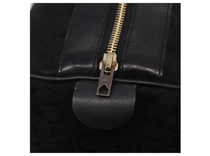 Céline CELINE C Saluki Horse Carriage Boston Bag Black Gold Tone Auth 195446 Nero - vista 10