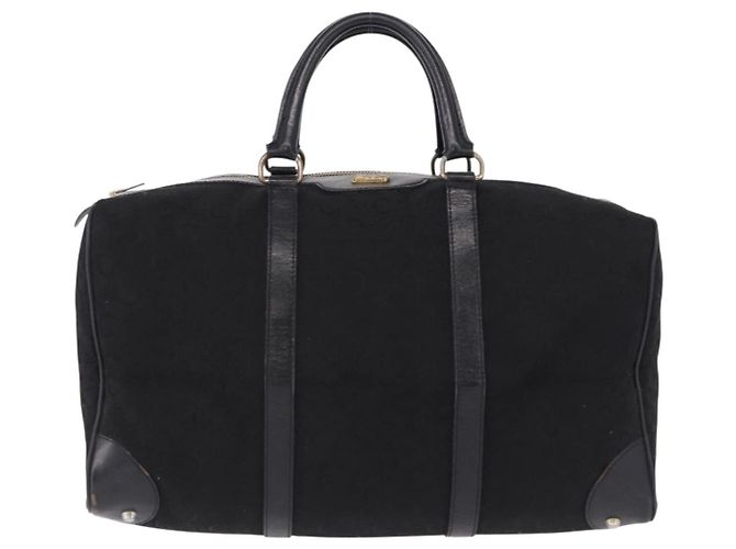 Céline CELINE C Saluki Horse Carriage Boston Bag Black Gold Tone Auth 195446 Nero - vista 13