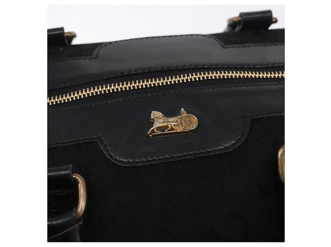 Céline CELINE C Saluki Horse Carriage Boston Bag Black Gold Tone Auth 195446 Nero - vista 17