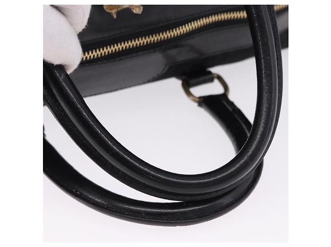Céline CELINE C Saluki Horse Carriage Boston Bag Black Gold Tone Auth 195446 Nero - vista 7