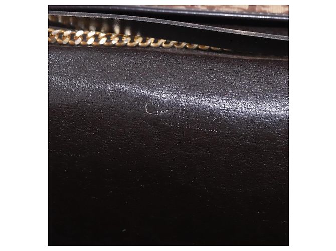 Borsa a tracolla con catena Christian Dior Trotter Canvas Beige Gold Auth 197895A D'oro - vista 11