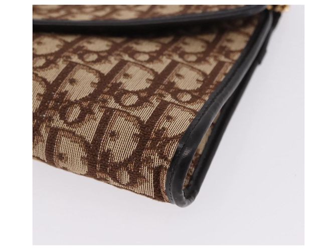 Borsa a tracolla con catena Christian Dior Trotter Canvas Beige Gold Auth 197895A D'oro - vista 14