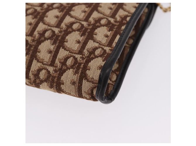 Borsa a tracolla con catena Christian Dior Trotter Canvas Beige Gold Auth 197895A D'oro - vista 16