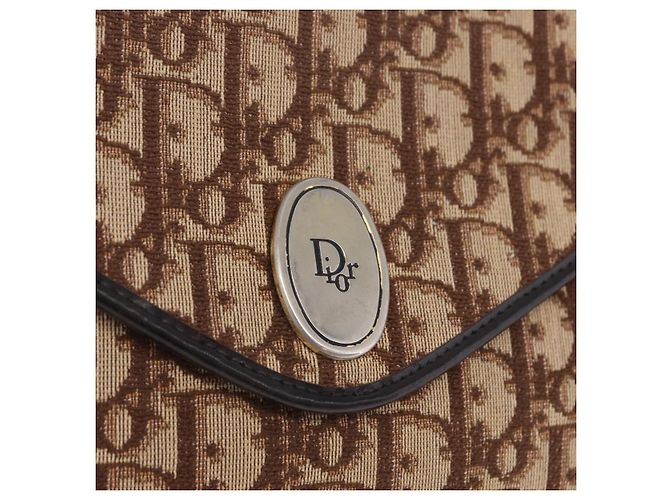 Borsa a tracolla con catena Christian Dior Trotter Canvas Beige Gold Auth 197895A D'oro - vista 17