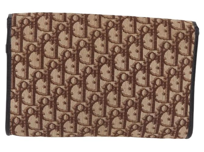 Borsa a tracolla con catena Christian Dior Trotter Canvas Beige Gold Auth 197895A D'oro - vista 2