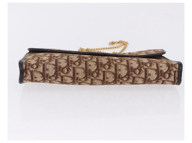 Borsa a tracolla con catena Christian Dior Trotter Canvas Beige Gold Auth 197895A D'oro - vista 5