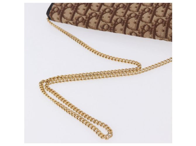 Borsa a tracolla con catena Christian Dior Trotter Canvas Beige Gold Auth 197895A D'oro - vista 7