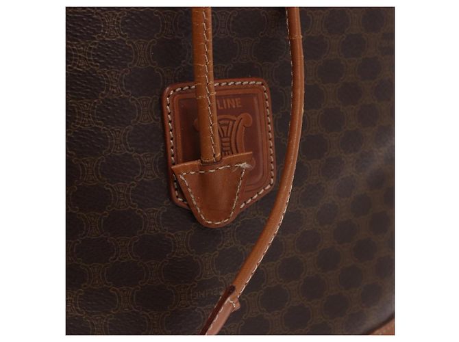 Céline Borsa a tracolla CELINE Macadam Canvas PVC Leather Brown Gold Auth 199630 Marrone D'oro - vista 10